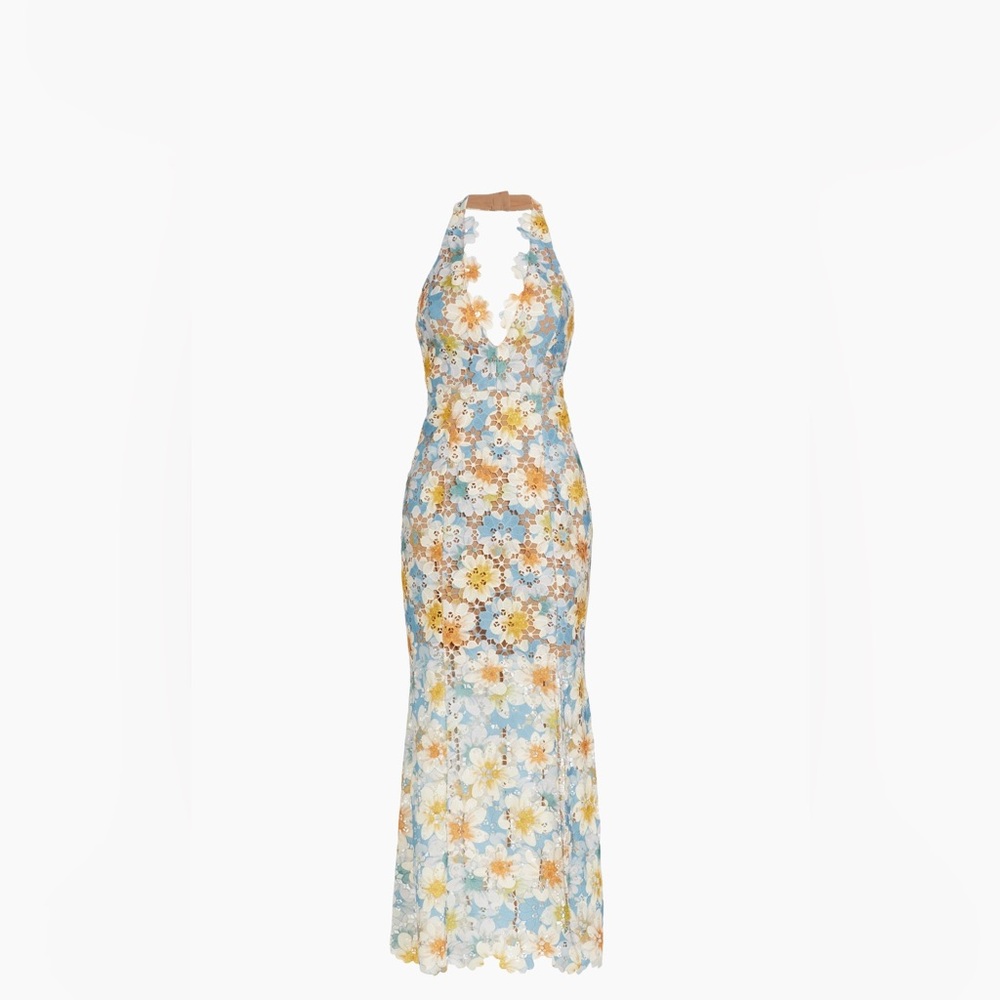 Elliatt Nesting Floral Lace Halter Maxi Dress